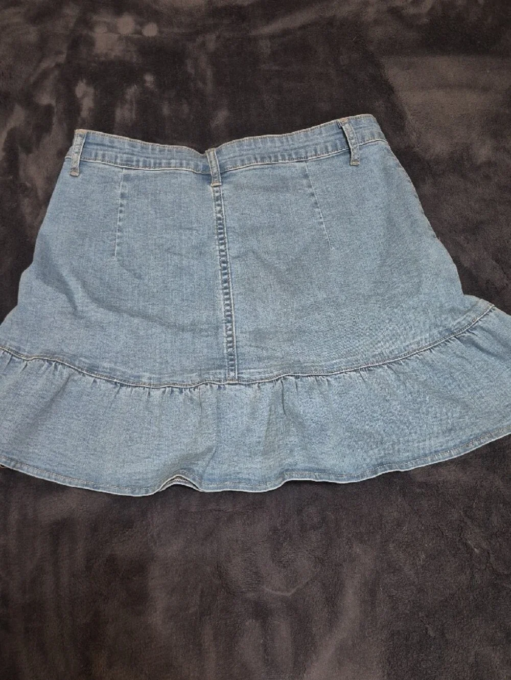 Cider Light Blue Denim Ruffle Skater Skirt